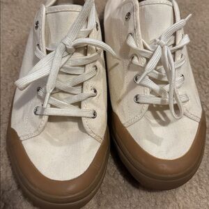 Old Navy Cream Canvas Sneakers with Brown Soles